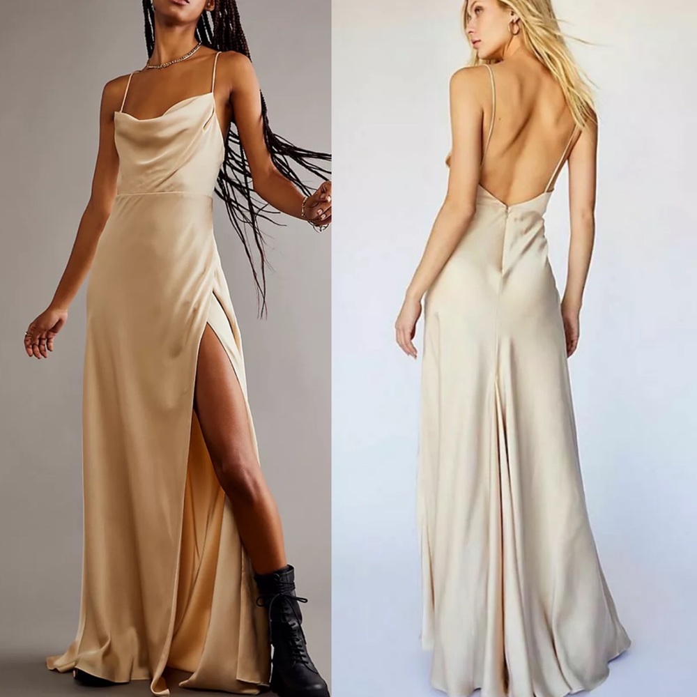 Fame & Partners X Free People Rosabel Satin Maxi Dress
